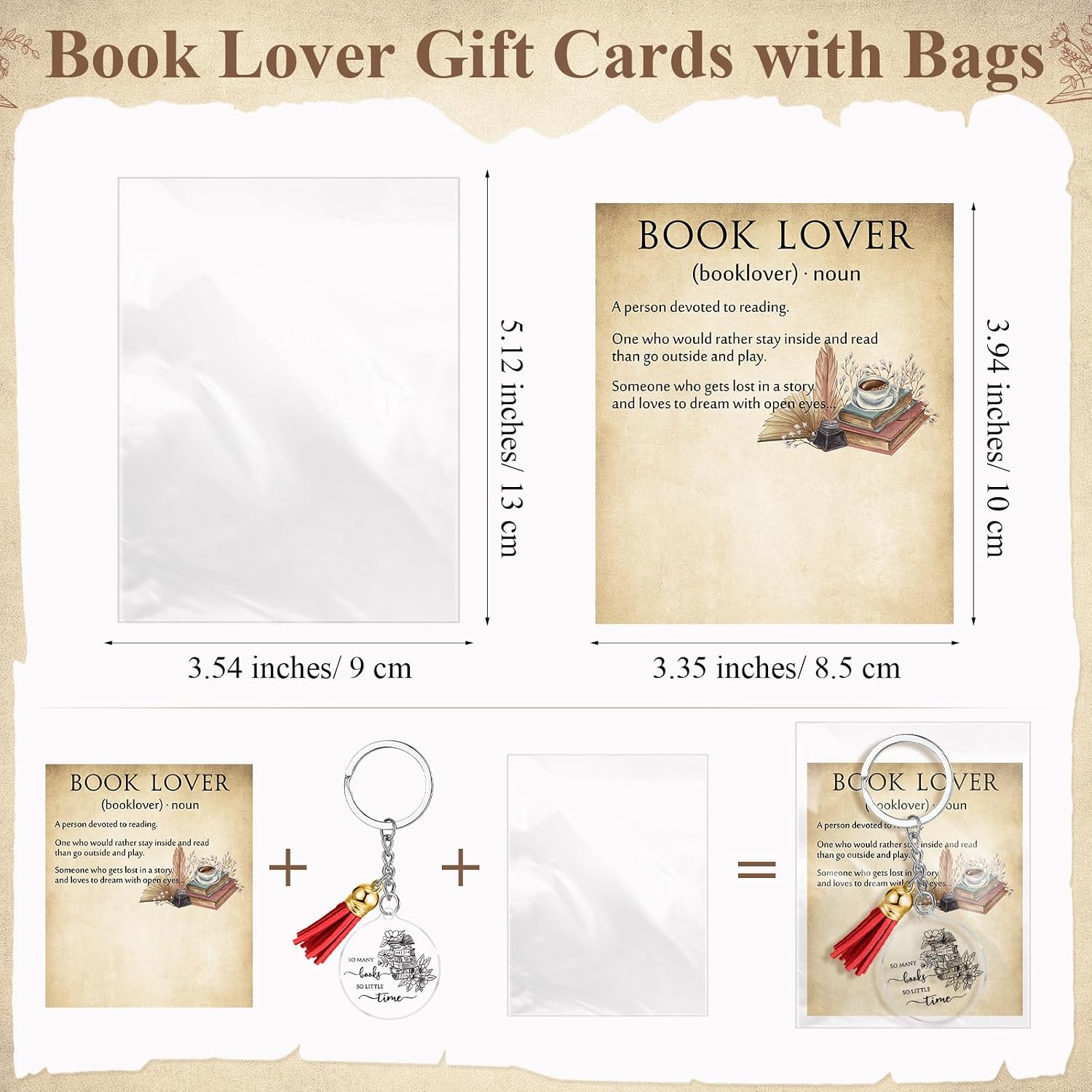 Sureio 12 Sets Book Lovers Gifts Vintage Book Keychains Bulk, Chic Style