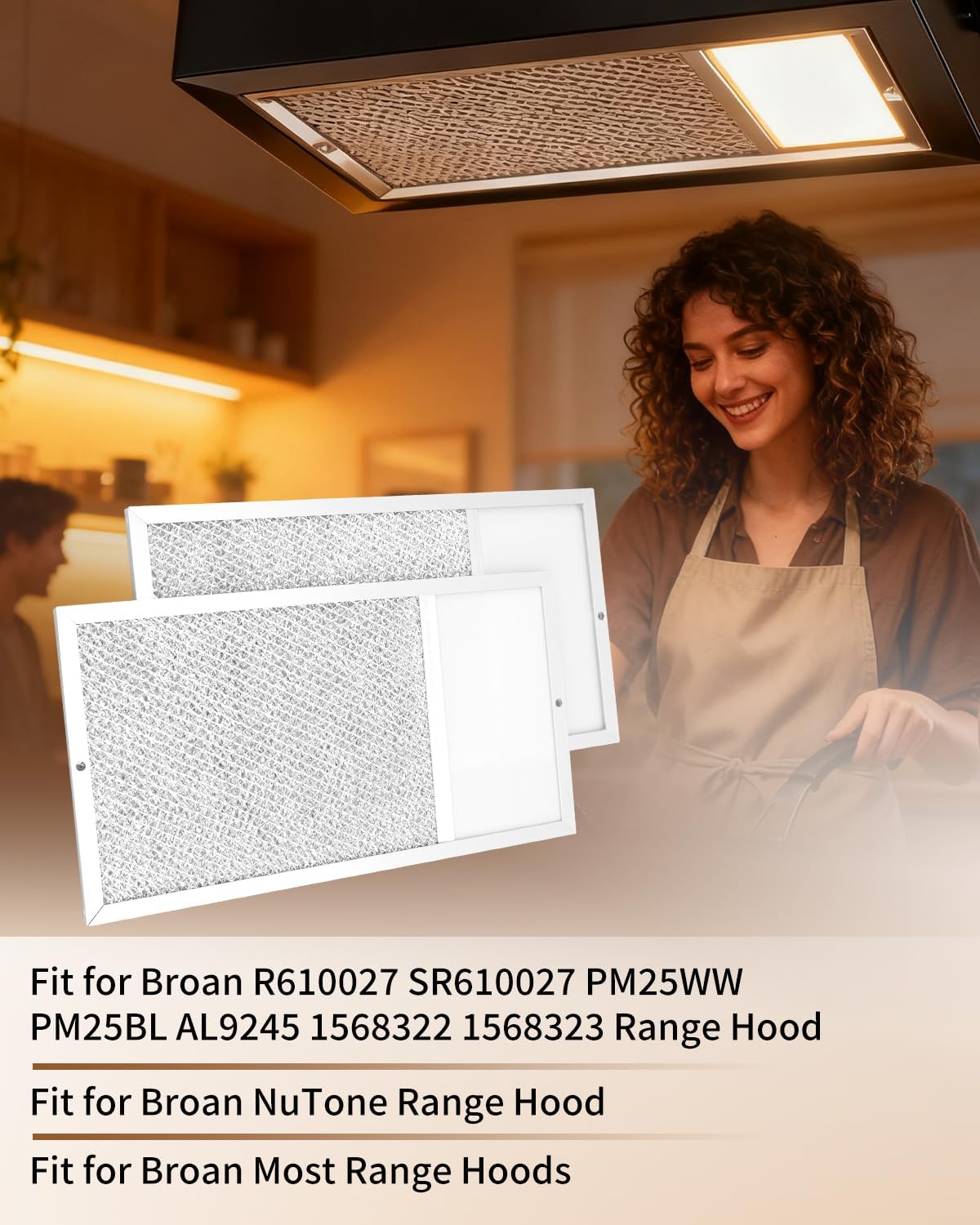 Range hood Filter with Light Lens Fit for Broan R610027 SR610027 1568322 PM25WW AL9245 Range Hood, Aluminum Mesh Grease Filter - Image 4