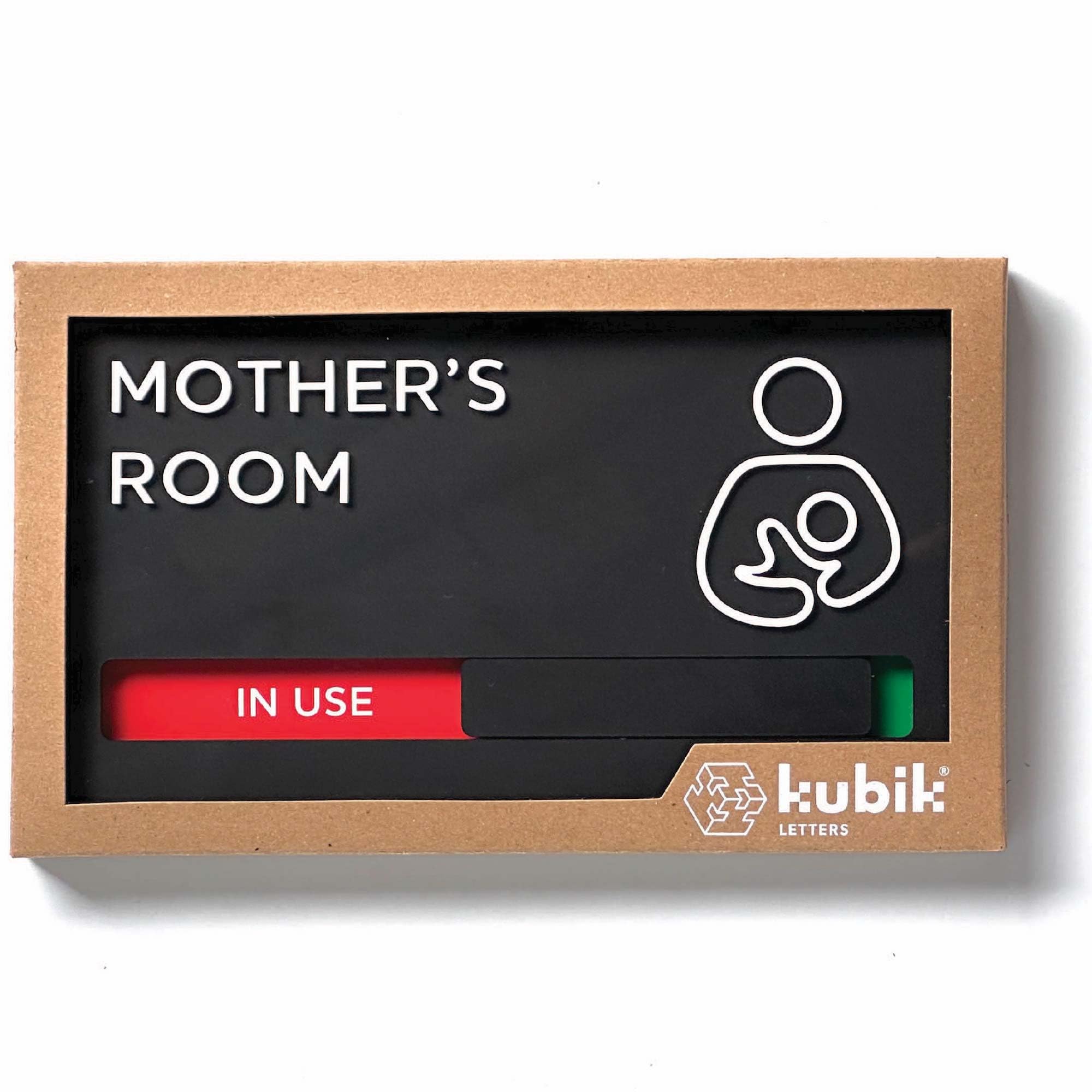 Kubik LettersMothers Room Sign with Slider for Dual Messages Room Status (AVAILABLE or IN USE)