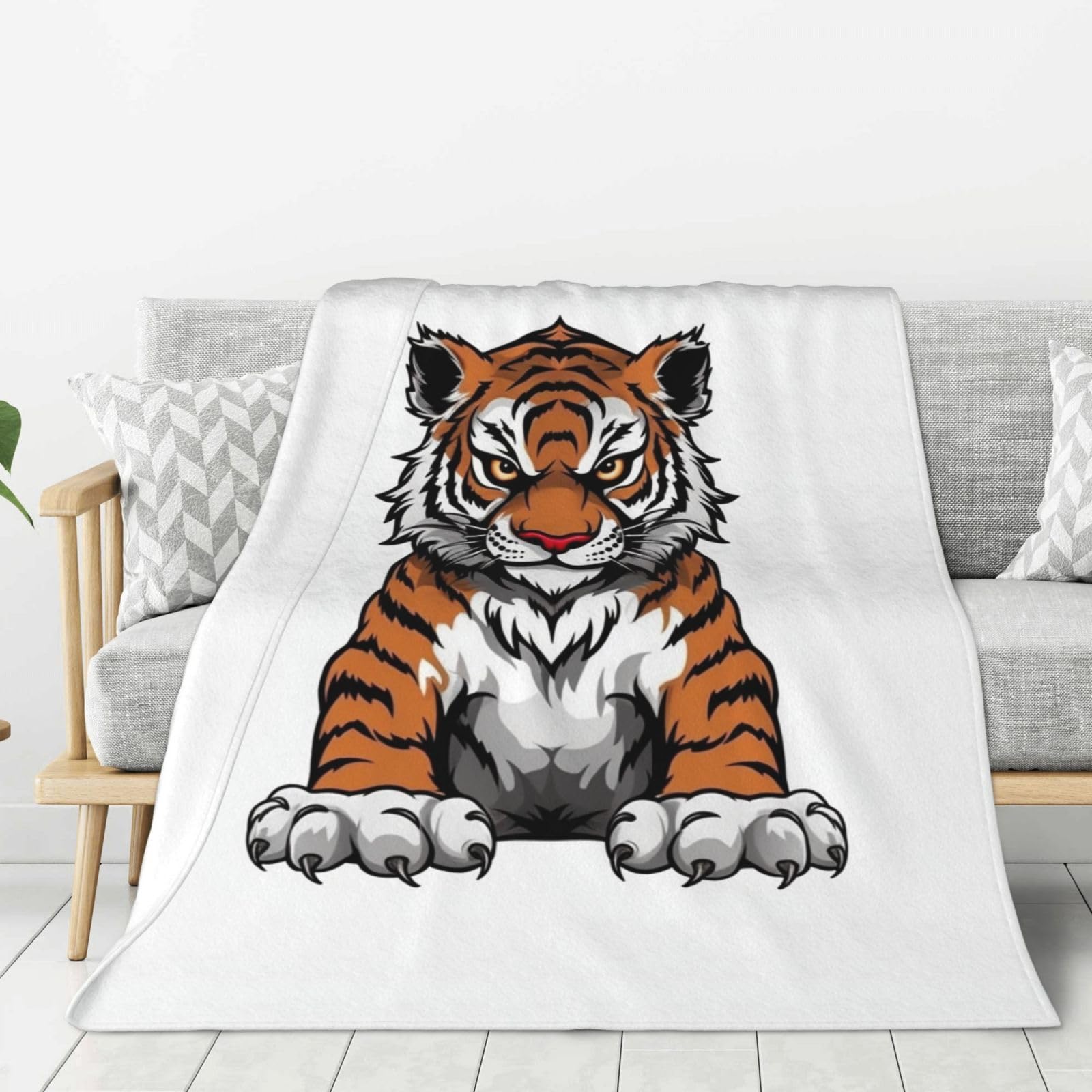 Couverture douce flanelle tigre anti froid plaid léger canapé et lit