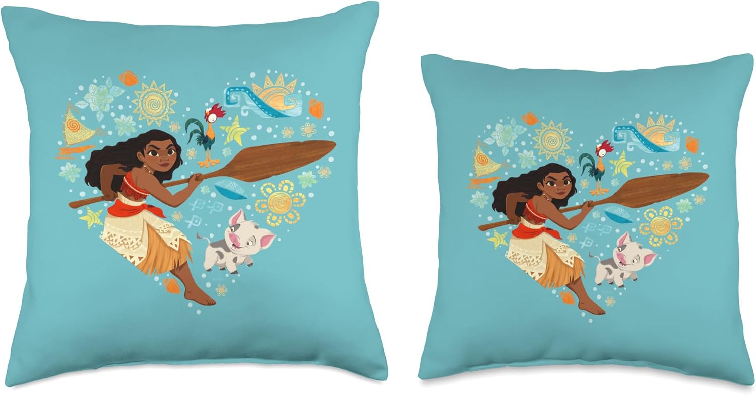 Disney Princess Moana HEI HEI Pua Collage Heart Throw Pillow