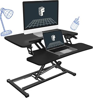 FLEXISPOT Height Adjustable 32in Standing Desk Converter Sit to Stand up Desk Riser Comput...