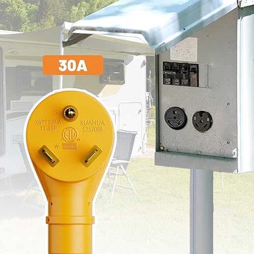 Miniatura 6 de MECMO 30 Amp to 20 Amp 110V RV Distribution Adapter NEMA TT-30P Male to 3X 5-15R/5-20R, 30 Amp to Triple 15 Amp / 20 Amp 3-Prong to Multiple