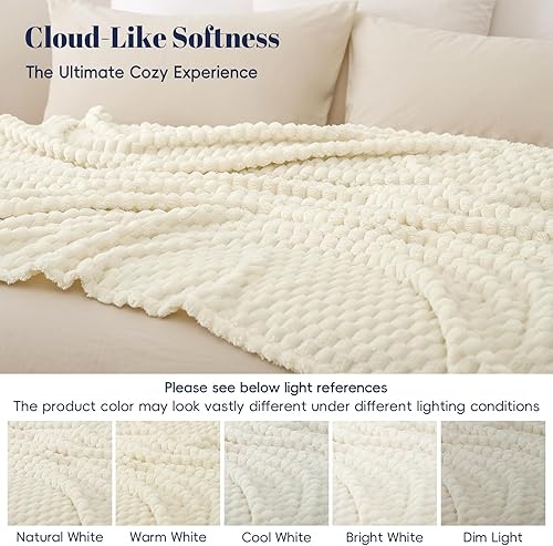 Miniatura 5 de PHF Manta de forro polar de franela ultra suave, tamaño King, ligera manta de forro polar jacquard 3D, no se desprende, no hace pelusas, lujosa