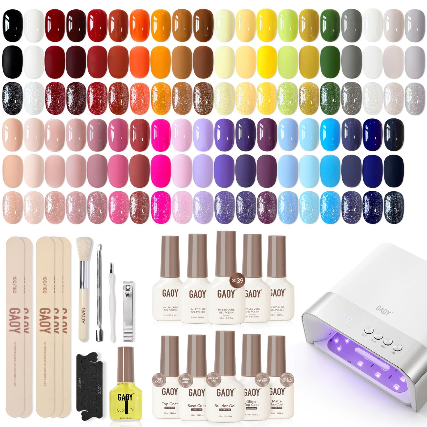 GAOY 45-Piece Gel Nail Polish Set with UV Lamp