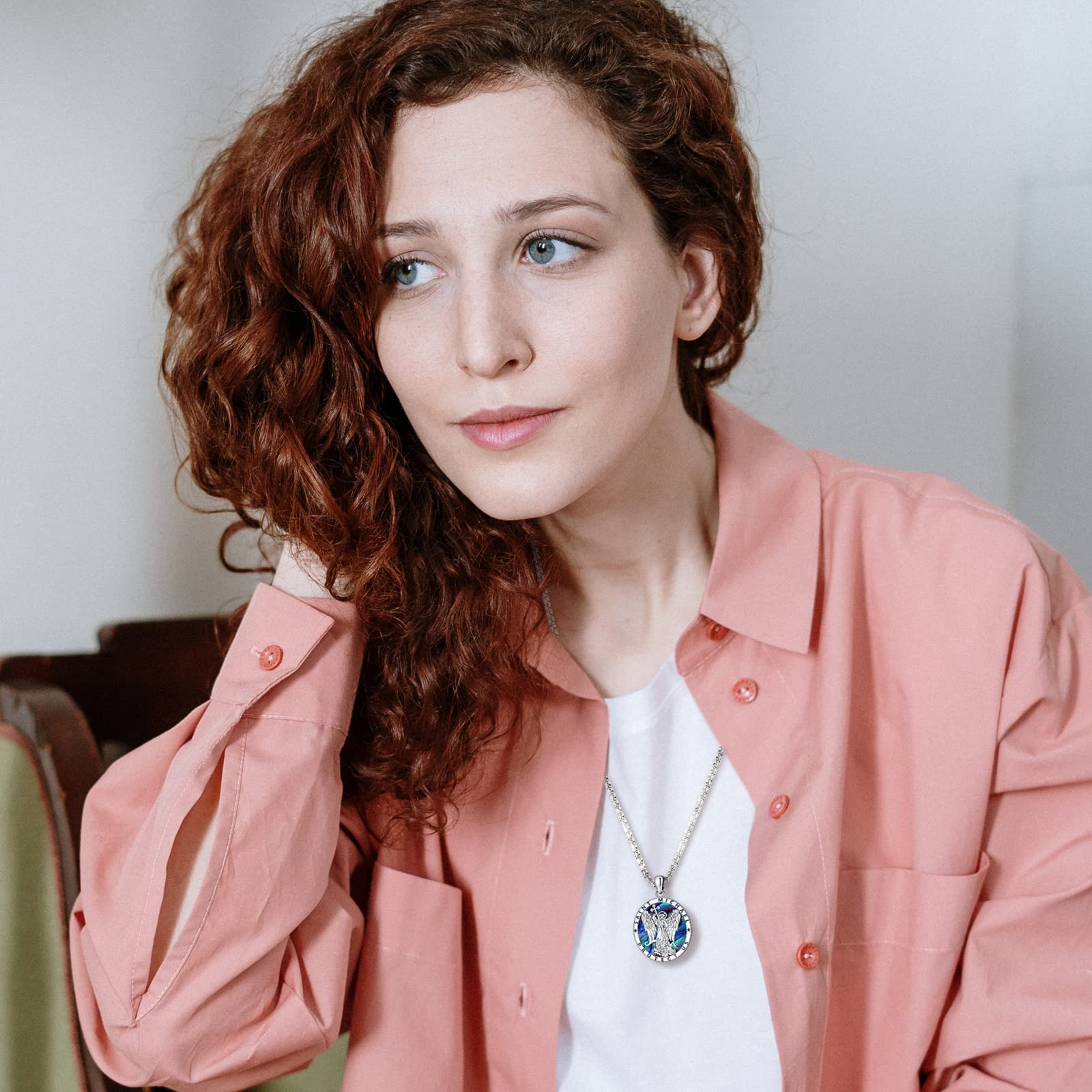 Eusense Collana San Cristoforo/San Michele/Crocifisso/San Benedetto/Vergine Maria in argento 925 con ciondolo patrono religioso gioielli cattolici protezione amuleto per uomini e donne