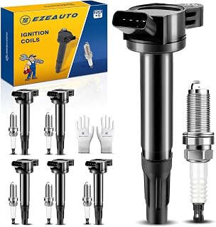 EzeXpreze Set of 6 Ignition Coils Spark Plugs for Toyota Sienna Avalon Camry Highlander RAV4 Lexus RX350 IS350 ES350 2007 2008 2009 2010 2011 2012 2013 2014 2015 Coil Packs Spark Plugs 3.5 V6# UF487