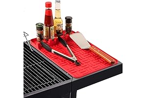Silicone Grill Side Shelf Mat for Blackstone BBQ, Large Silicone Spatula Mat with Caddy