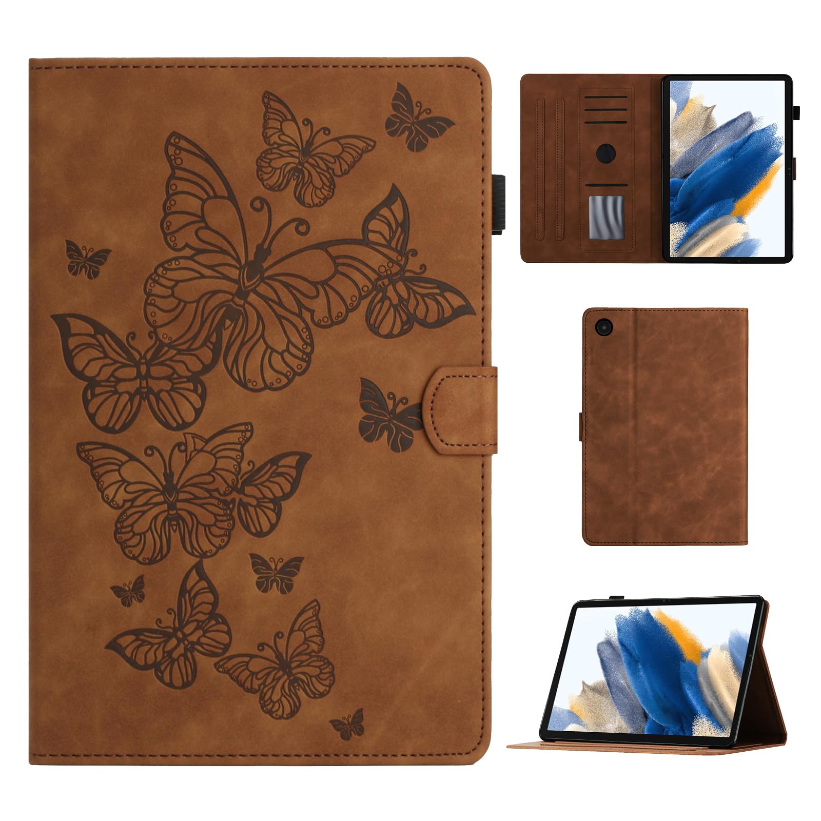 CASAFUNY Hülle für Samsung Galaxy Tab A8 2022/2021,Braun | PU Leder,Standfunktion,Auto Schlaf/Wach,Schützhülle für Samsung Galaxy Tab A8 10,5" SM-X200/X205/X207