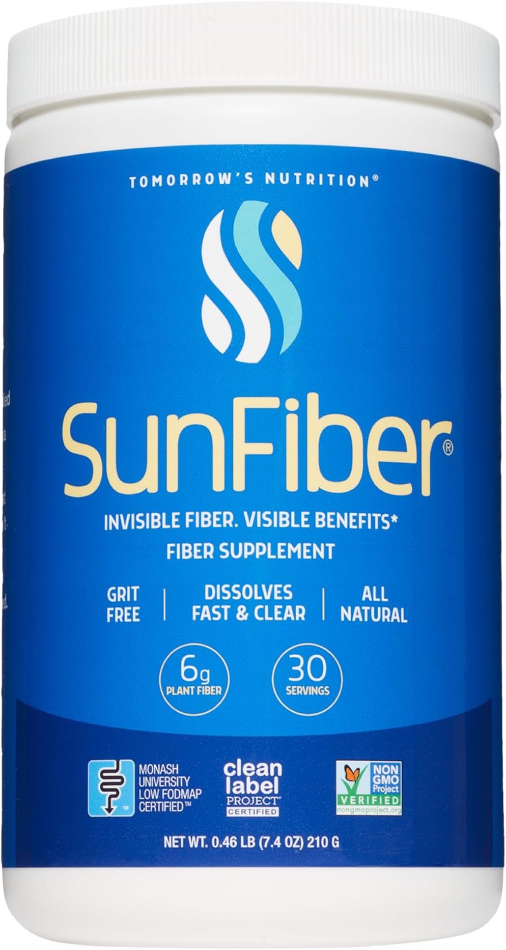 - Tomorrow's Nutrition, Sunfiber, Prebiotic Fiber Supplement for Digestive Health, Low FODMAP, Gluten-Free, Unflavored, 30 Servings