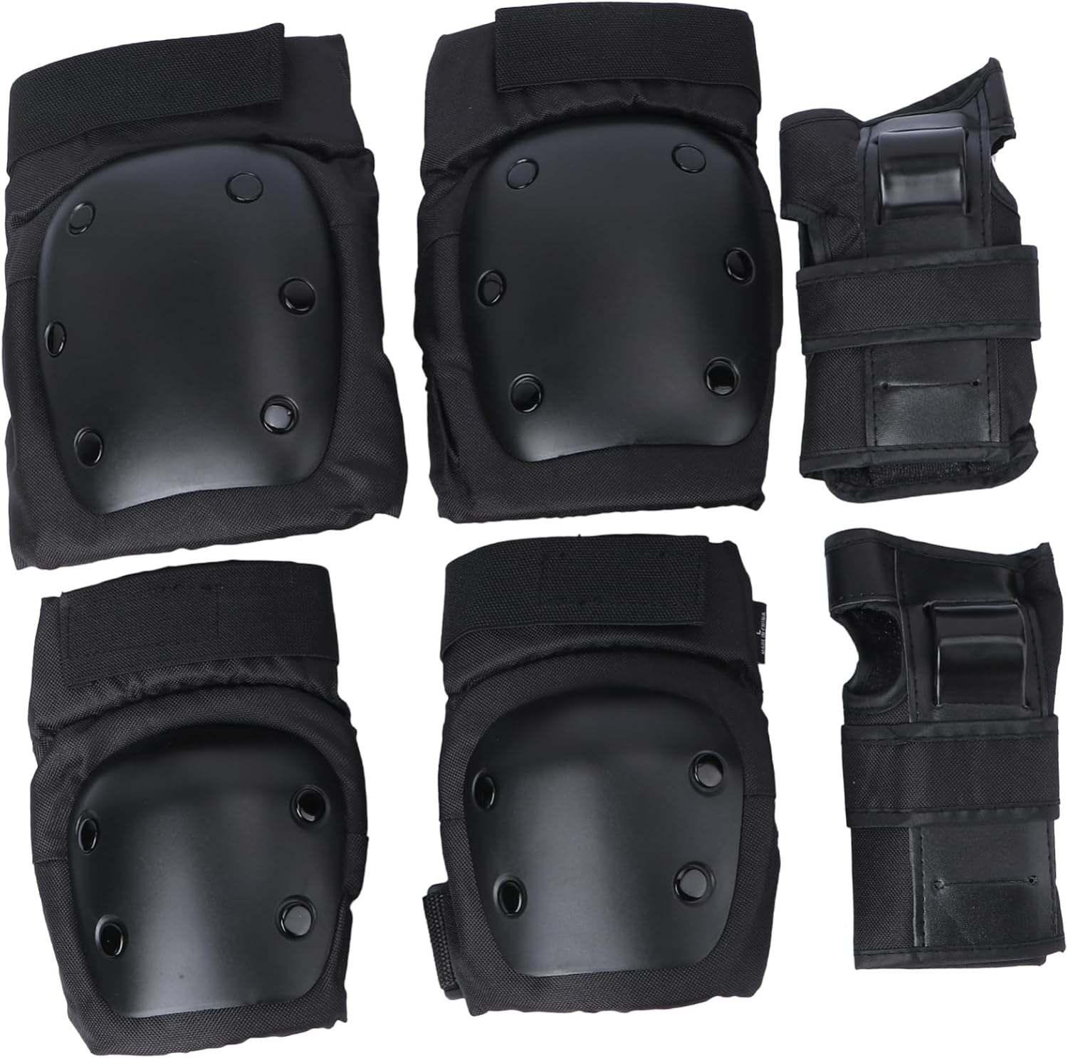 GANAZONO 6pcs Protective Gear for Boys and Girls Adults Elbow Wrist Guards for Skating and Lightweight Breathable Design Black