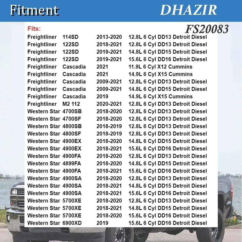 FS20083 FS19915 Fuel Filter Water Separator Kit A4720921205 P551011 PF9804 A0000905051 A48507 PF46145 Compatible with Cummins ISX15 Detroit Diesel DD13 DD15 DD16