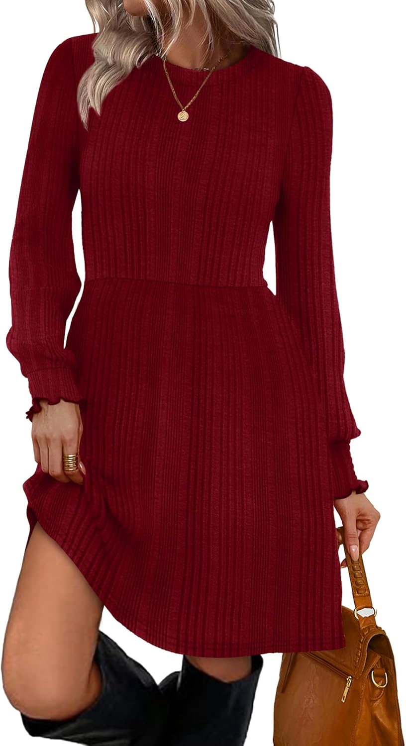 SAMPEEL Dresses for Women 2025 Long Sleeve Fall Fashion Casual Sweater Dress Trendy Outifts
