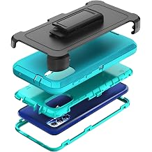 Rugged Phone Case for Moto G Play 2023 & Moto G Power 2022, with Belt Clip Holster & Kickstand - Heavy Duty Shockproof Protective Full Body Case Cover - Light Blue