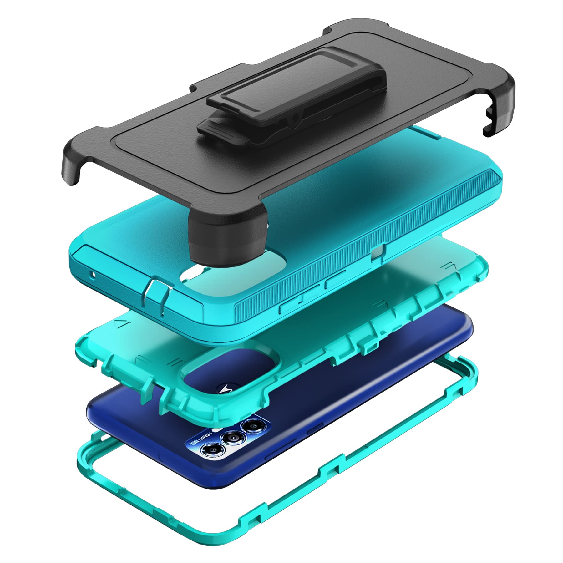 TMIDVFV Rugged Phone Case for Moto G Play (2023) & Moto G Power (2022), with Belt Clip Holster & Kickstand - Heavy Duty Shockproof Protective Full