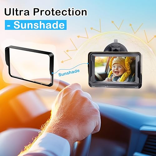 Miniatura 4 de Cámara de coche para bebé fácil de instalar vista para bebés orientada hacia atrás para automóviles SUV, pantalla HD transparente, pantalla de 4.3