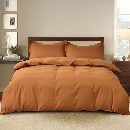 Miniatura 2 de PALAKANA Juego de funda de edredón tamaño King, 3 piezas, 100% algodón lavado, transpirable, duradero, suave, cómodo, juego de ropa de cama sólido