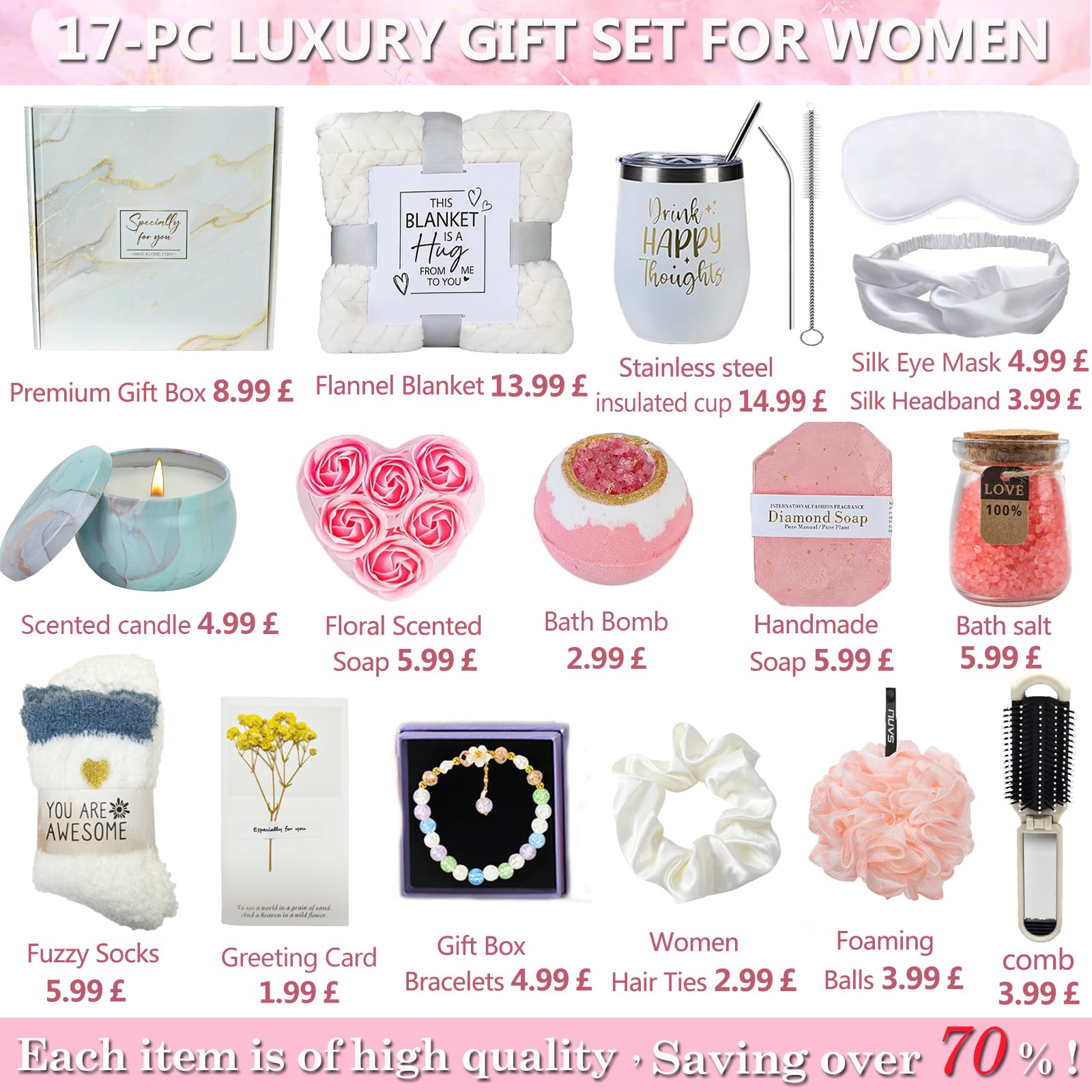 Coffret cadeau pour femme, cadeau d'anniversaire personnalisé pour femme, coffret cadeau de soins personnels, cadeau douillet confortable, pour votre mère, épouse, meilleure amie, grand-mère
