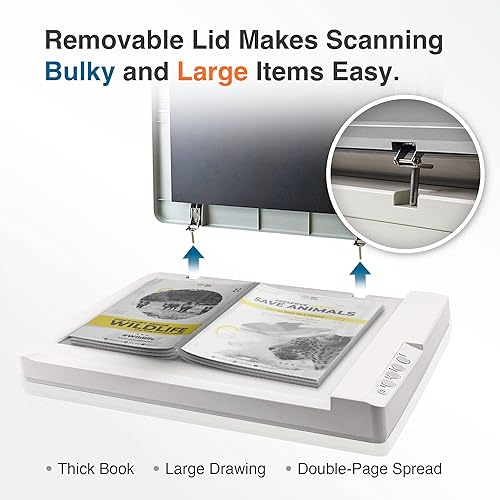 Miniatura 7 de Plustek Escáner de cama plana A3 de gran formato OS 1180 tamaño de escaneo de 117 x 17 para planos y documentos Diseño para biblioteca escuela y