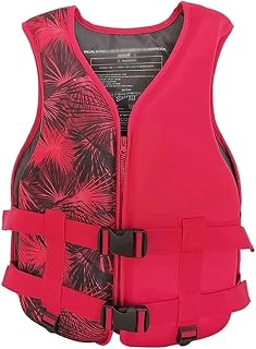 Adult Life Vest with Adjustable Waistband and Zipper, Flood Prevention and Rescue Vest for Marine Work, Fishing and Rapids(Red,Large)