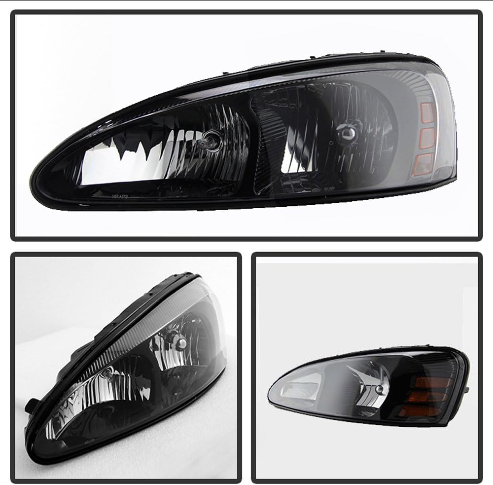 ACANII - For 2004 2005 2006 2007 2008 Pontiac Grand Prix Black Housing Headlights Headlamps Assembly Pair Set Left+Right