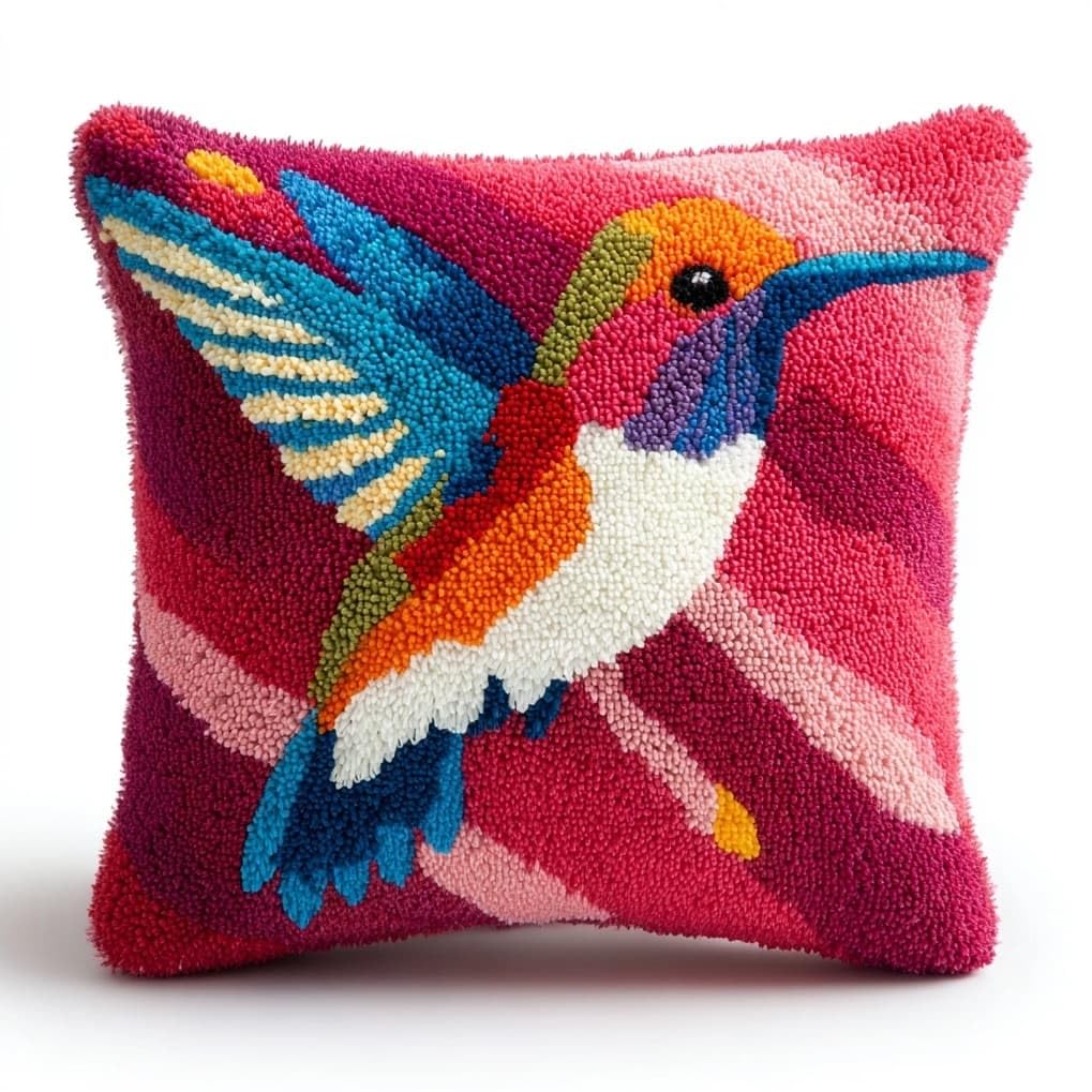 AxiangziK Latch Hook Cushion Kit 43x43cm,Cute Hummingbird