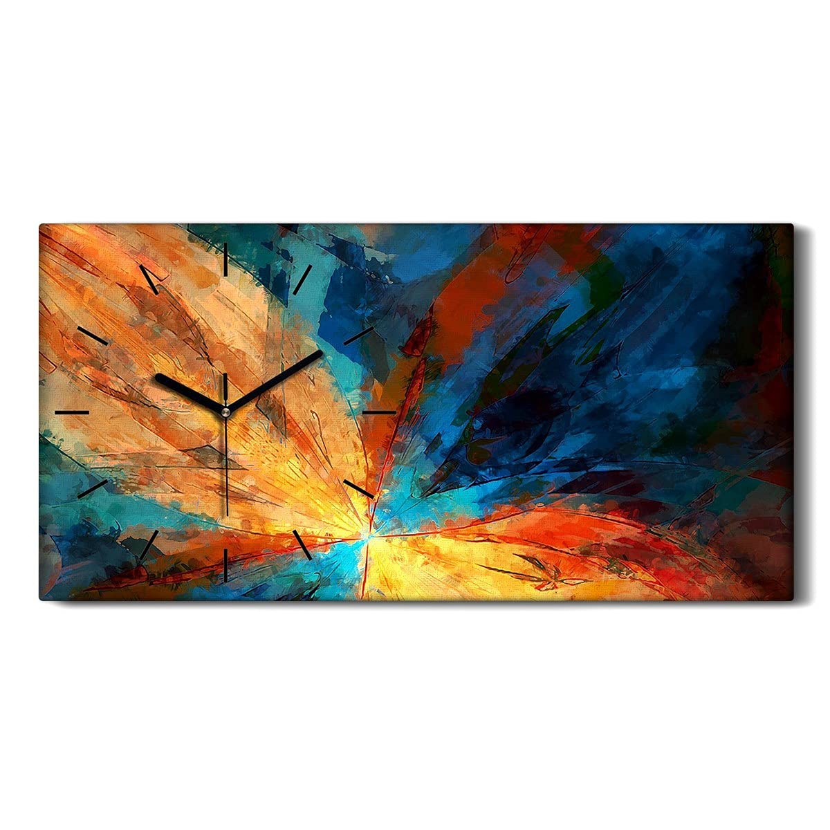Horloge sur Toile pour Décoration Salon Moderne - Tableau Silencieux 60x30cm Chic