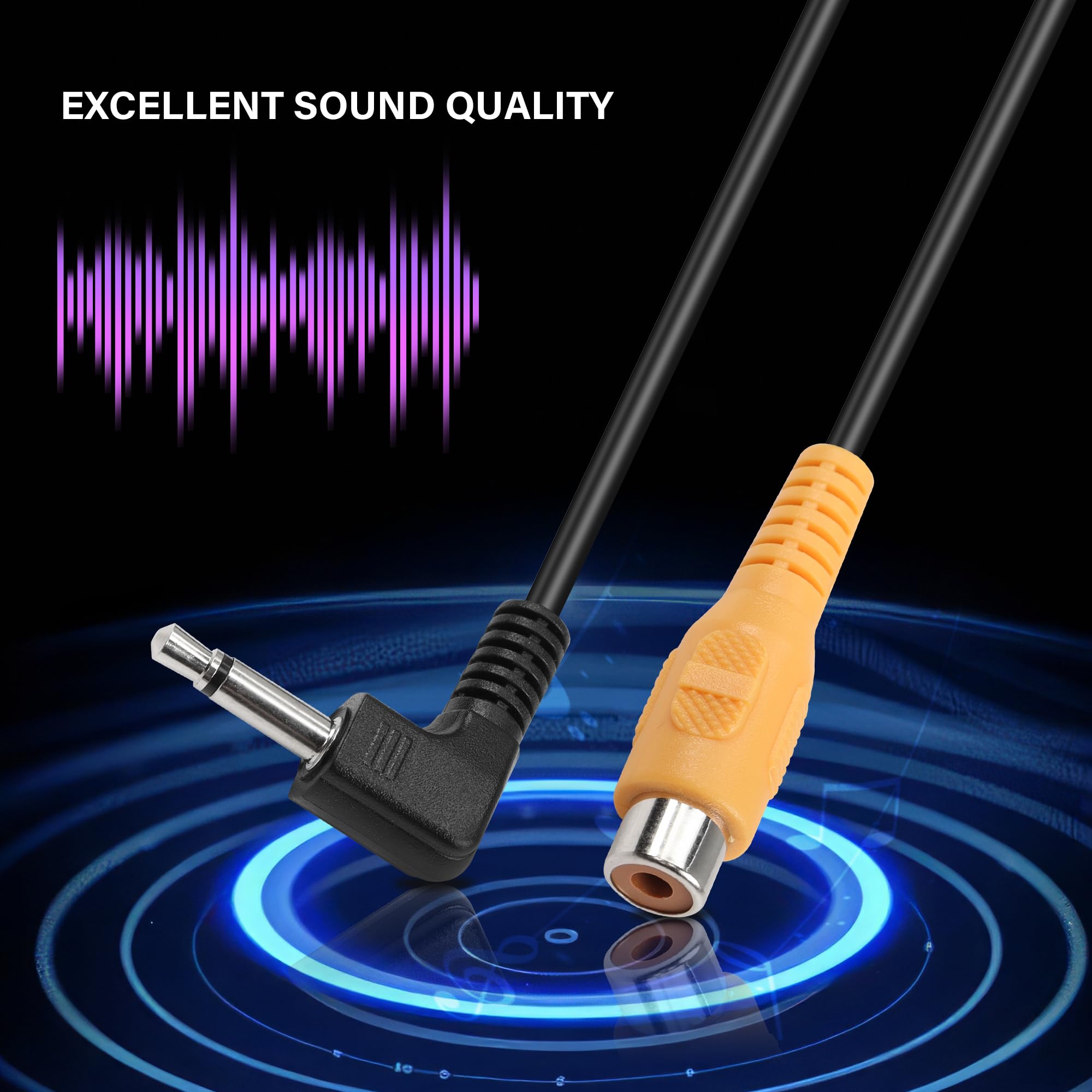 Krótki kabel 1/8 cala TS na RCA, 2 sztuki prostokątnych wtyków mono 3,5 mm na gniazdo RCA, adapter audio do głośnika, subwoofera, wzmacniacza (20 cm)