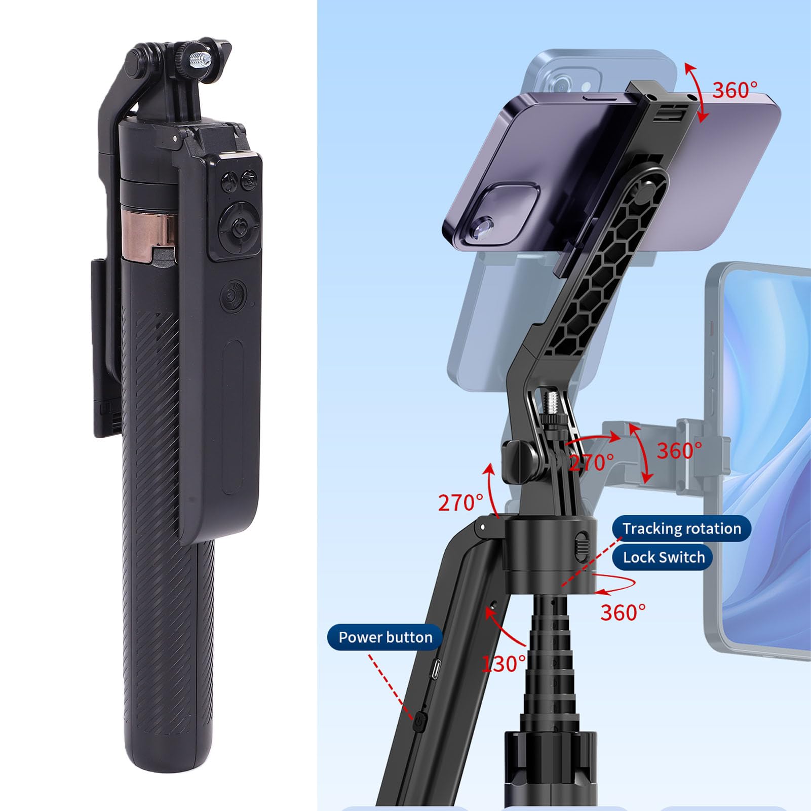 Treppiede intelligente con tracciamento facciale AI, altezza 180