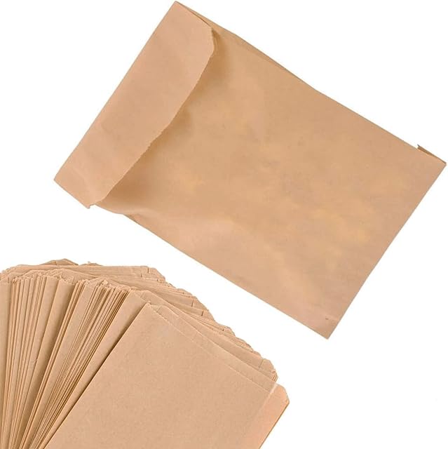 200x Paper Sandwich Bags Strung Kraft Paper Food Bags Lunch Bags, Groceries, Sandwiches Bread Bags, Bakery Bags, Sweets/Fruit/Groceries Bag, Strong Greaseproof Paper Food Brown Bags for Snacks