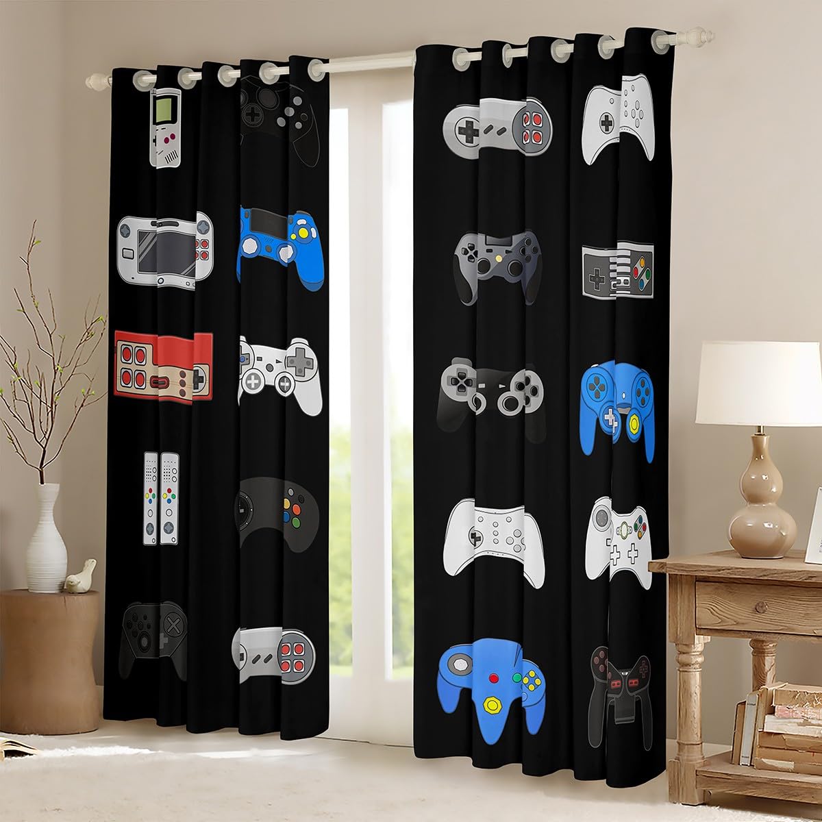 Tende da gioco per la camera da letto, il soggiorno, le tende da gioco dei cartoni animati, per bambini, ragazzi, ragazze, videogiochi, videogiochi, finestre, tendaggi per finestre