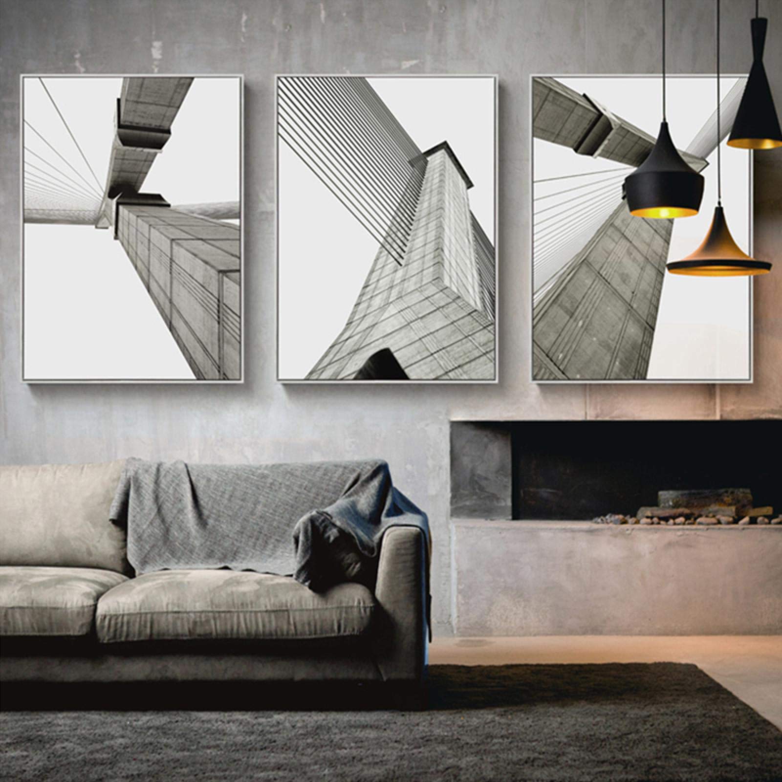 Lienzo de edificio geométrico industrial para decorar un salón moderno y elegante 8