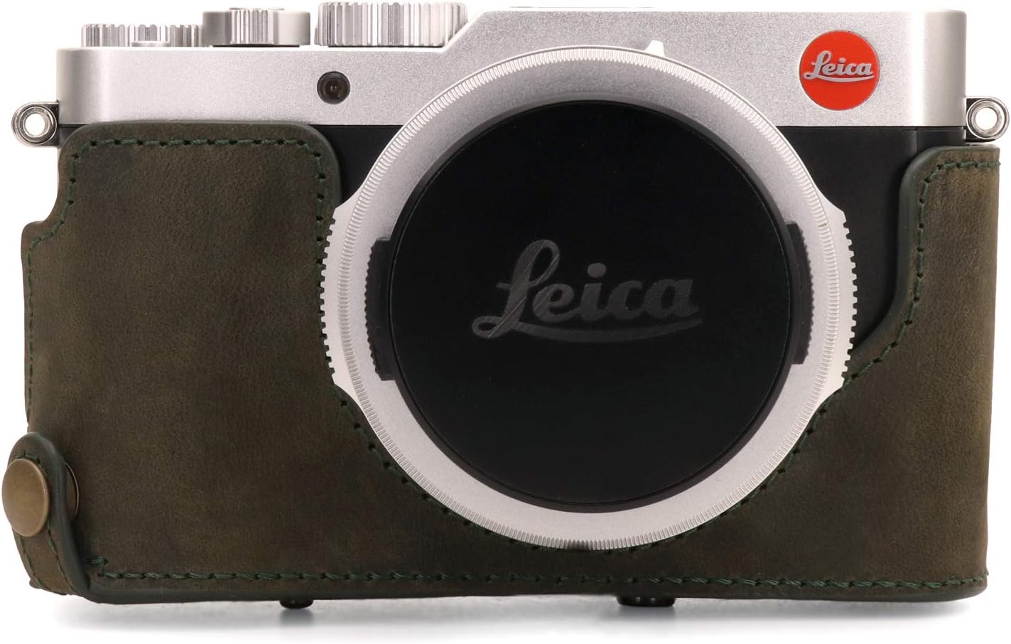 MegaGear MG1698 Ever Ready Genuine Leather Camera Case Compatible with Leica D-Lux 7 - Khaki Green