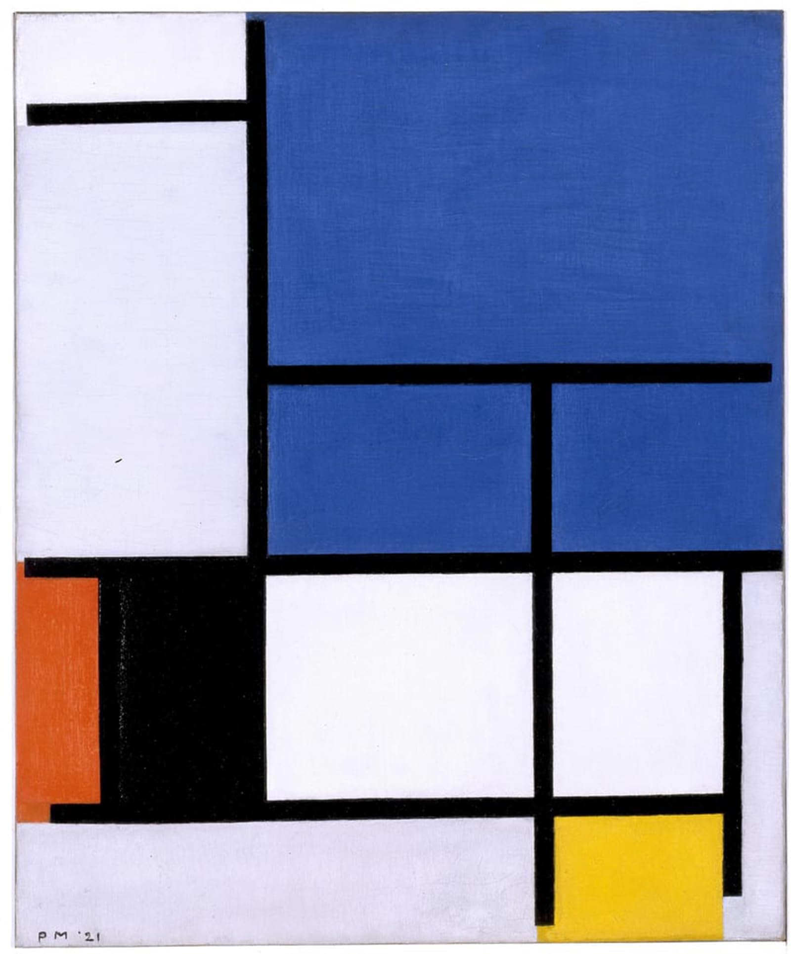 Impression sur toile Mondrian composition rouge jaune 60x90cm