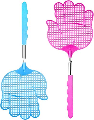 Miniatura 1 de 2 matamoscas extensible, matamoscas manuales fuertes (azul + rojo)