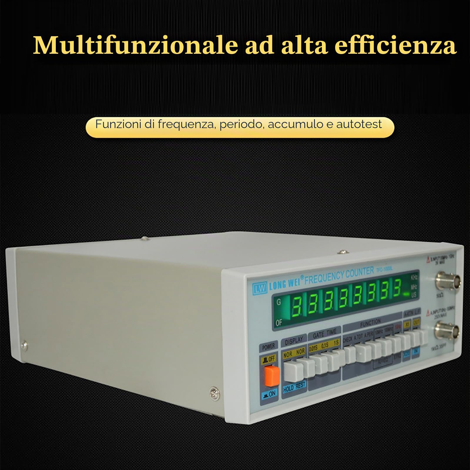 Frequenzimetro Digitale Multifunzionale, Contatore di Frequenza Ad Alta Precisione con Piedini Antiscivolo, Display a LED a 8 Cifre, Circuito a Basso Consumo, per La Manutenzione di Laboratori