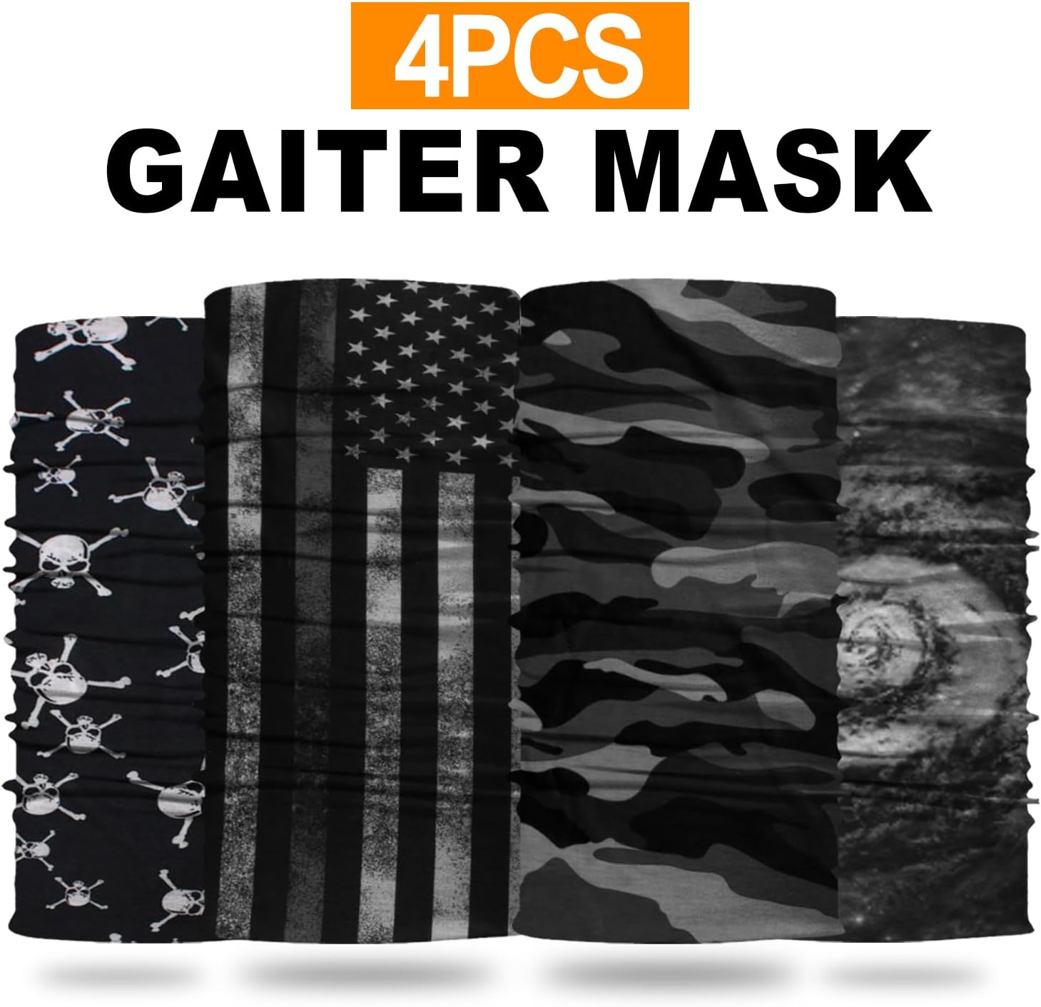 4Pack Neck Gaiter for Men Women Face Cover Mask Head Wrap Balaclava Headwear Bandana Headband Magic Scarf - Image 3