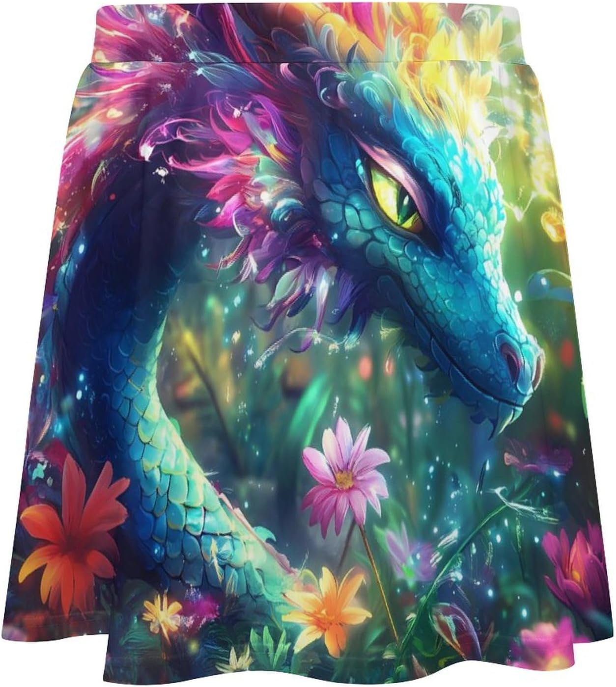 Dragon And Flower Women Tennis Skirt Print Golf Skirts Mini Casual Workout Skorts