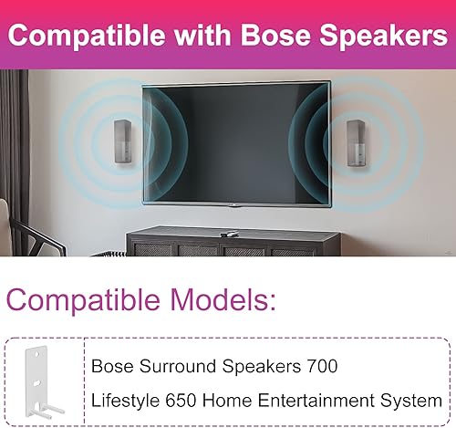 Miniatura 2 de Dinghose - Soportes de pared compatibles con altavoces Bose Surround 700, OmniJewel Lifestyle 650 Sistema de entretenimiento en el hogar (blanco)