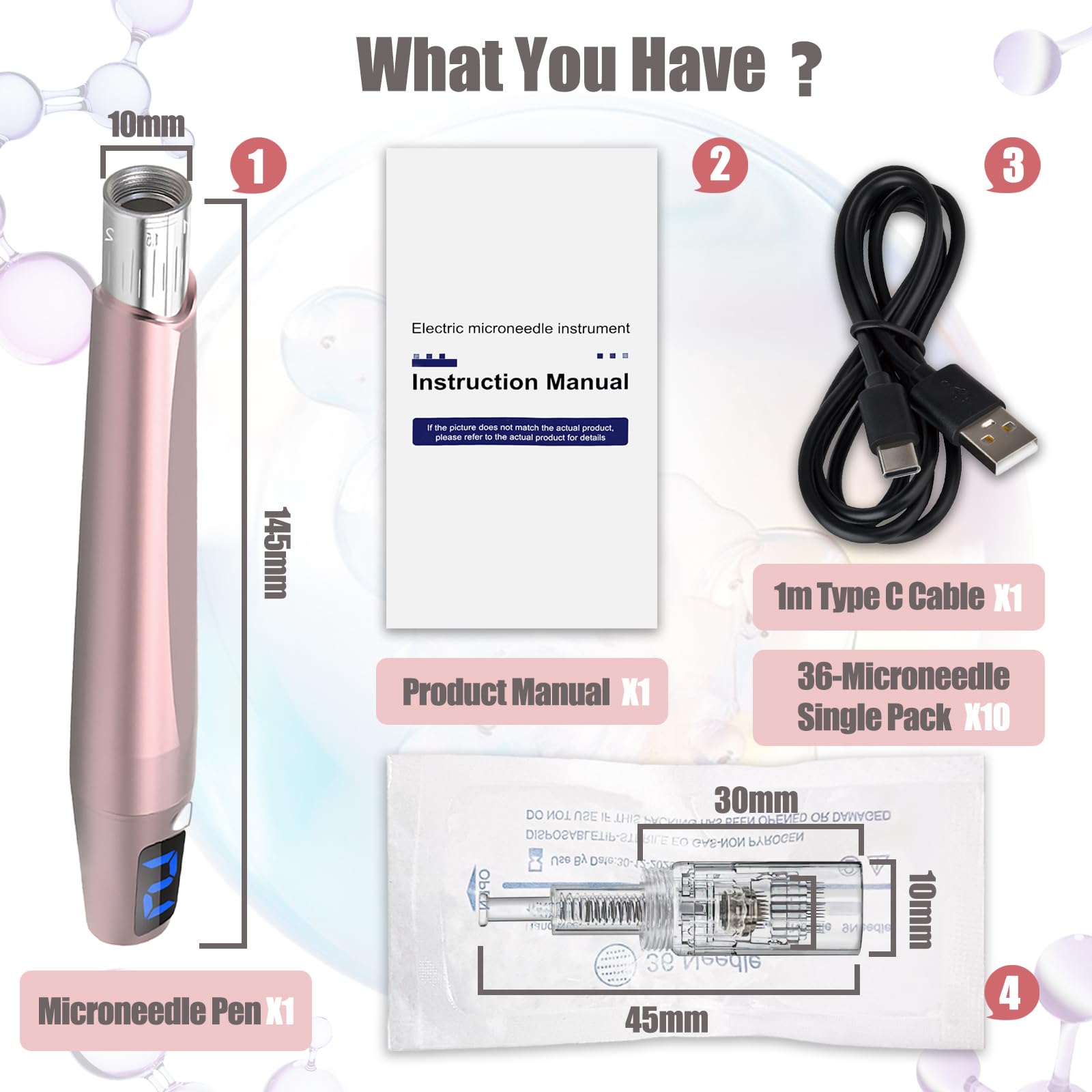 Pen-Dermiprick Facial & Scalp Derma Roller Tool -0.25mm Skin Care Roller with 12 Replacement Heads, Home Use Derma Pen Microneedle Skin Care Kit for Women Men (Red-1)