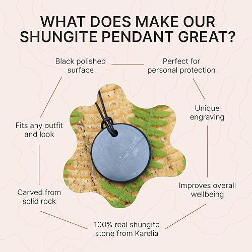 Miniatura 9 de Karelian Heritage Round Shungite Pendant  Authentic Shungite Stones Amulet Jewelry Necklace  Defender Shield Protection Necklace Stone  Chakra
