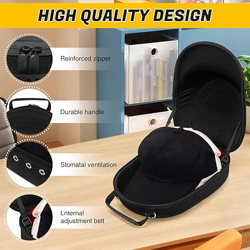 Miniatura 2 de Caja negra para sombreros con asa de transporte y correa ajustable para el hombro, caja de viaje para viajes y almacenamiento en el hogar