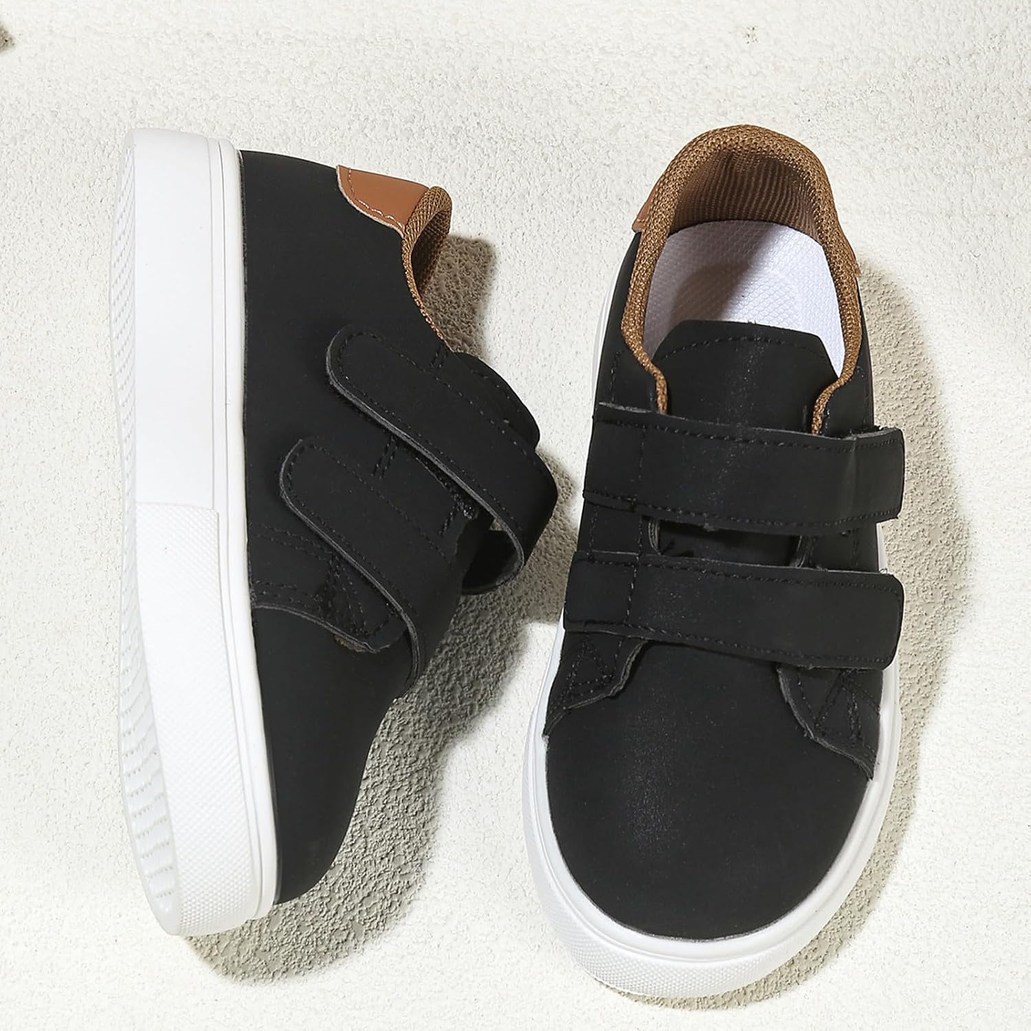 Kids Toddler Chunky Sole Sneakers Double Strap Running Sport Shoes Boys Girls Outdoor First Walking Athletic Footwear Lightweight Casual Flat Non Slip Sneakers