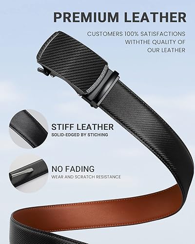 Miniatura 5 de Zitahli Cinturón para hombre, vestido de cinturón de trinquete con cuero de primera calidad de 1 38 pulgadas, cinturón deslizante con hebilla