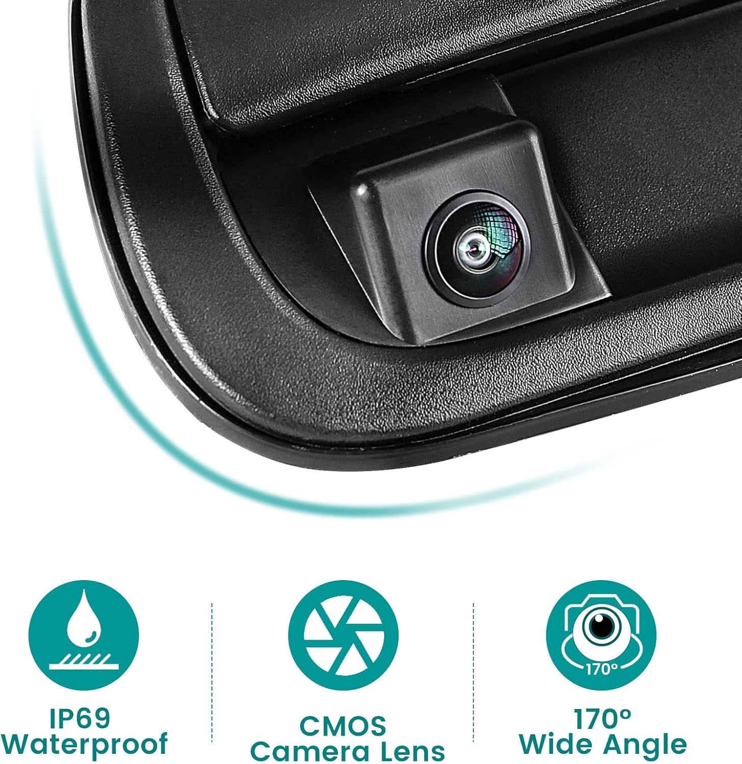 EWAY Tailgate Handle Backup Camera for Toyota Tundra 2000-2006 Reversing Camera Tailgate Liftgate Latch Handle Rear View Reverse Camera RCA Connector with Keyhole |Replaces# 69090-0C010 69090-0C030-C0