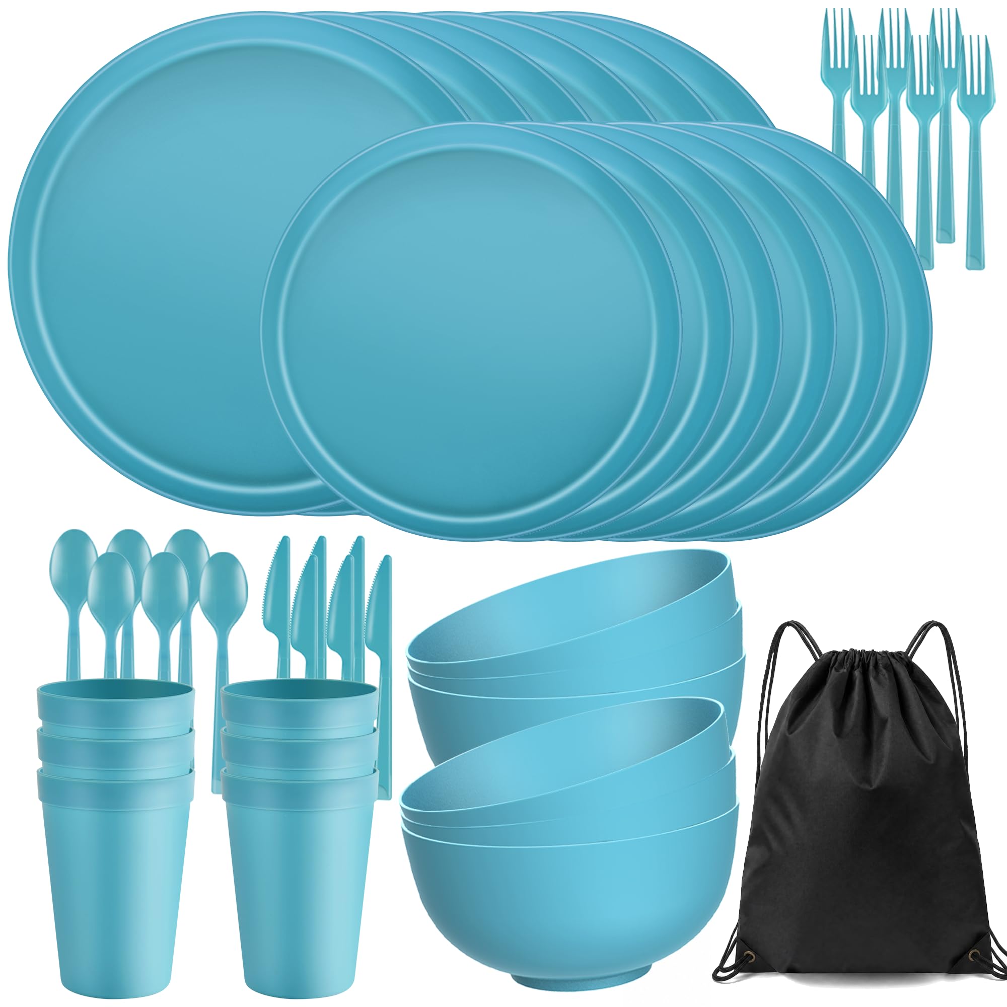 56 Piece Plates & Bowls Set - Unbreakable Dinnerware -21