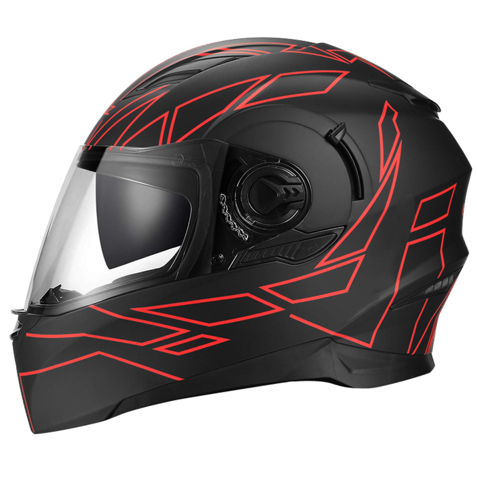Full Face Helmet,for Adult Men and Women Integrated Motorbike Motocross Street Bike Electric Moped Chopper Helmet,with Anti-fog Dual Visors,DOT/ECE Approved (51-59cm)