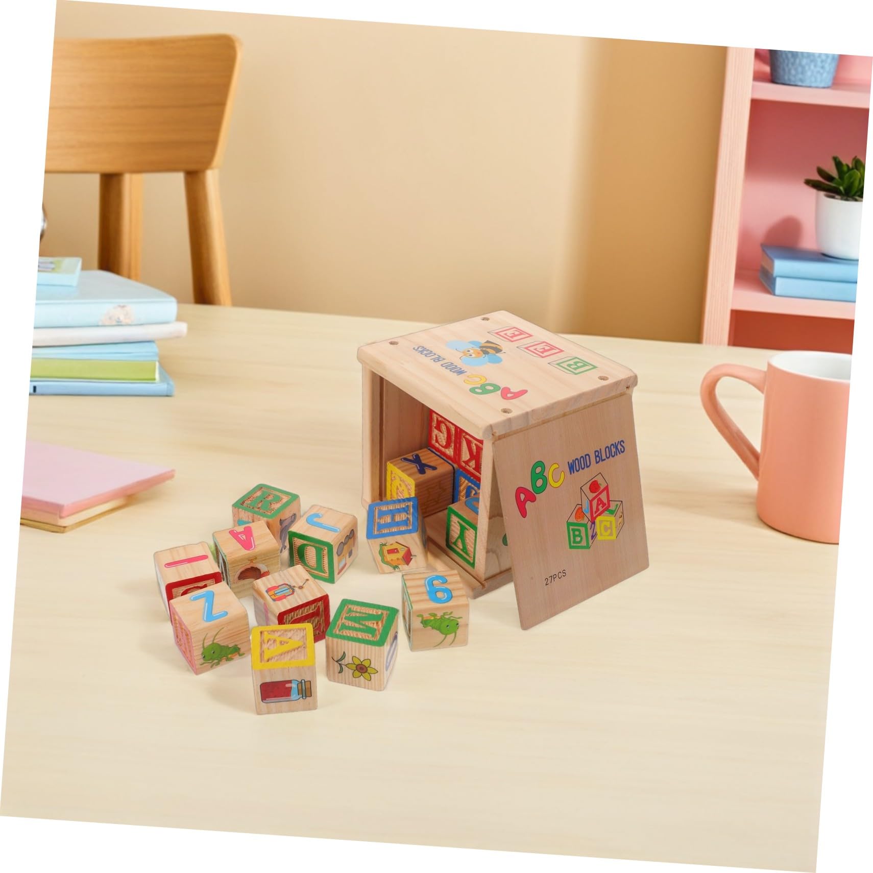 Hohopeti Bloques de Madera para Letras del Alfabeto y Números Mayúsculas Apilables y Coloridos Juguetes Montessori Educativos para Preescolares de Seguro y Natural para Desarrollo y