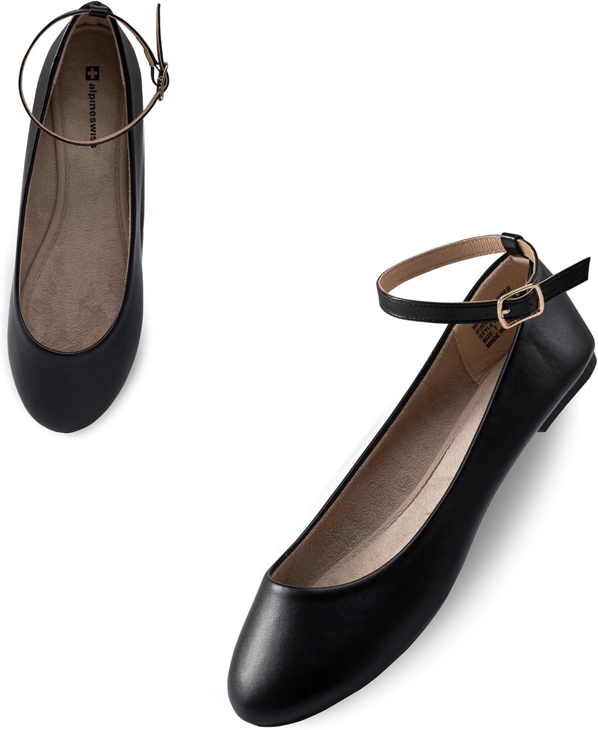 Alpine Swiss Calla Women's Ballet Flats Round Toe Ankle Strap Flat Shoes Casual Wear Lightweight Durable Ballerina Flats Order One Size Up - Image 5