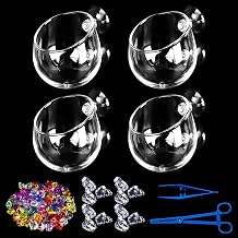 4pcs Glass Aquarium Decor Plant Pot,Crystal Aquatic Plant Pot with Suction Cup, Betta Resting Bed Spot,Aquarium Planter Landscaping Cup with Stones Clip and Tweezers 4pcs Glass Aquarium Plant Pot